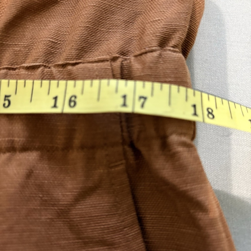 Eileen Fisher Organic Linen Lyocell Cropped Wide Leg Jumpsuit L Rust Brown Boho - Picture 11 of 16